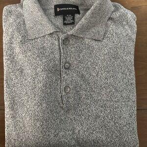 Conte di Milano Men's Collared Sweater XL  Made In‎ Italy Cotton/Rayon Pullover